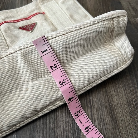 Prada Authentic Canvas Tote with Red Leather Trim - Picture 16 of 16